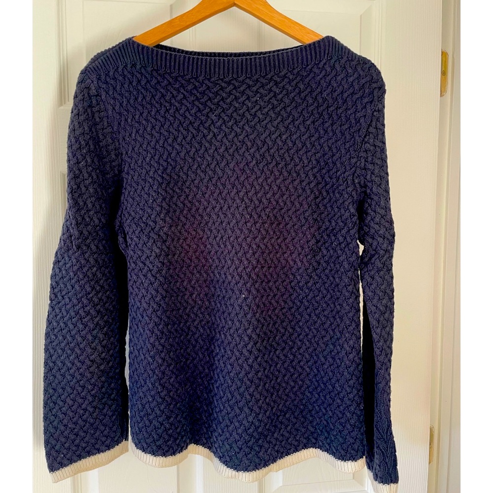 100% cotton Liz Claiborne navy and white sweater